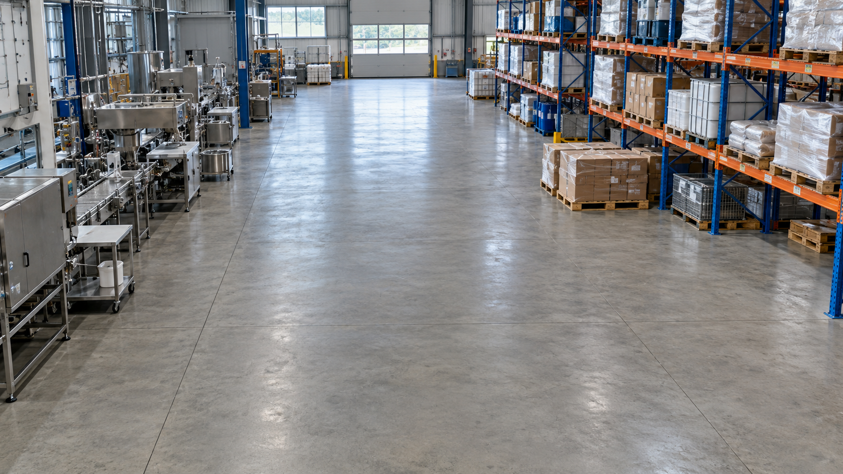 Nave industrial con piso sin referencias visuales